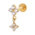 Piercing Labret Titânio Sol Com Pingente Zircônia Gold