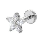 Piercing Labret Titânio Zircônia Flor Silver