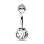 Piercing Umbigo Ponto de Luz Zircônia Redonda - Rosca Externa Silver