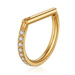 Piercing Meia Argola Segmento Articulado Zircônia Cravejada Gold
