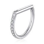 Piercing Meia Argola Segmento Articulado Zircônia Cravejado Silver