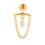 Piercing Labret Pingente Gota com Corrente Gold