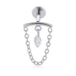 Piercing Labret Pingente Gota com Corrente Silver
