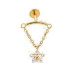 Piercing Labret com Correte e Pingente Flor Gold