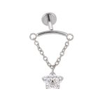 Piercing Labret com Correte e Pingente Flor Silver