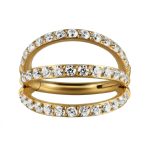 Piercing Argola Click com Zircônia Três Fios Titânio Gold