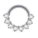 Piercing Argola Titânio Segmento Articulado Zircônia Cravejada Silver