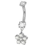 Piercing Umbigo com Pingente Flor Silver