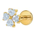 Piercing Labret Titânio Trevo Zircônia Gold