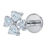 Piercing Labret Titânio Trevo Zircônia Silver