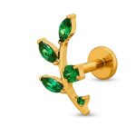Piercing Galho Zircônia Verde Titânio Gold