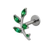 Piercing Galho Zircônia Verde Titânio Silver