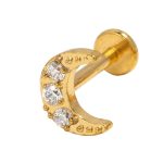 Piercing Aço 316 Labret Lua Zircônia Gold
