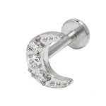 Piercing Aço 316 Labret Lua Zircônia Silver