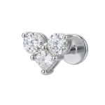 Piercing Aço 316 Labret Coração Zircônia Silver