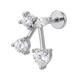 Piercing Aço 316 Labret Cereja Zircônia Silver