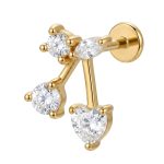 Piercing Aço 316 Labret Cereja Zircônia Gold